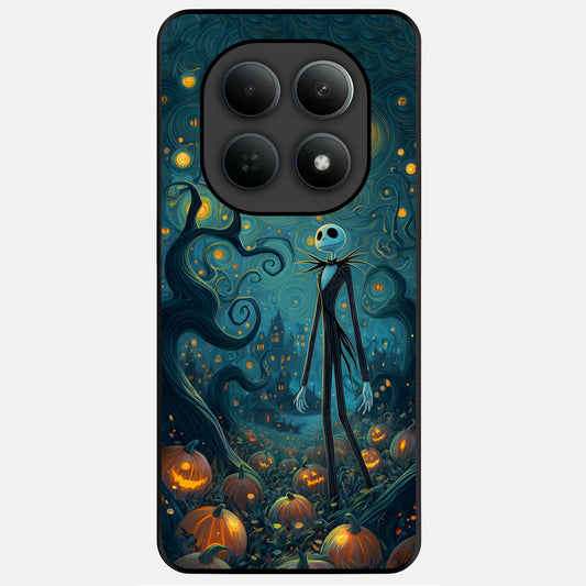  Pumpkin Moon Night Glass Case For Poco M8 back cover – full design glossy printed glass finish
