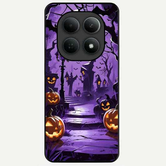  Pumpkin Patch Halloween Glass Case For Poco M8 back cover – full design glossy printed glass finish