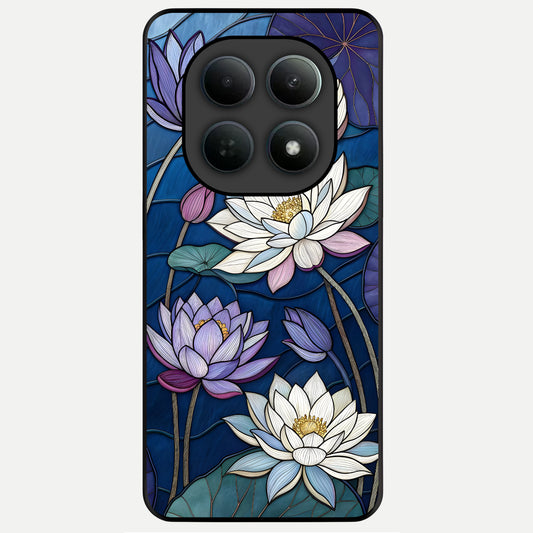  Purple Lotus Stained Glass Case For Poco M8 back cover – full design glossy printed glass finish