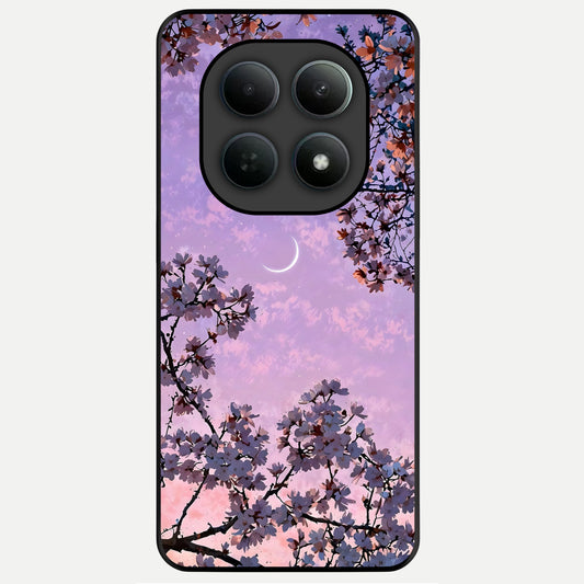  Purple Serenity Moon Glass Case For Poco M8 back cover – full design glossy printed glass finish