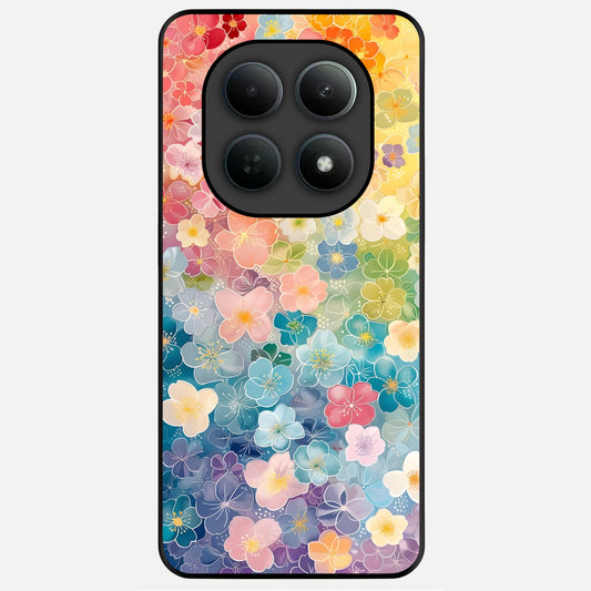  Rainbow Blossom Burst Glass Case For Poco M8 back cover – full design glossy printed glass finish