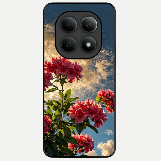  Red Bloom Skies Glass Case For Poco M8 back cover – full design glossy printed glass finish