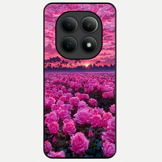  Rose Sunset Valley Glass Case For Poco M8 back cover – full design glossy printed glass finish