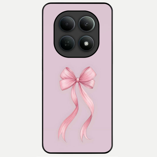  Soft Blush Bow Glass Case For Poco M8 back cover – full design glossy printed glass finish