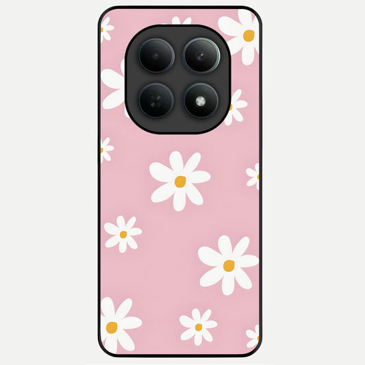  Soft Daisy Bliss Glass Case For Poco M8 back cover – full design glossy printed glass finish