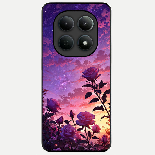  Starlit Rose Twilight Glass Case For Poco M8 back cover – full design glossy printed glass finish