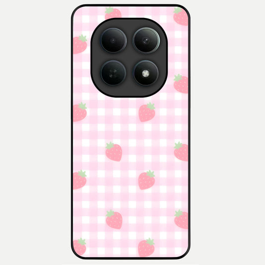  Strawberry Picnic Love Glass Case For Poco M8 back cover – full design glossy printed glass finish