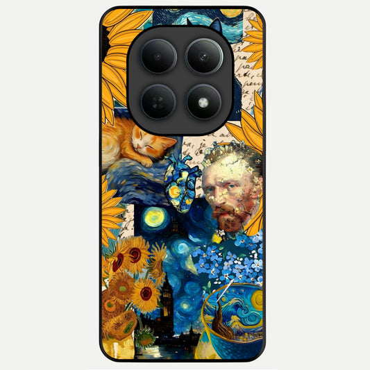  Sunflower Chic Mood Custom Name Glass Case For Poco M8 back cover – full design glossy printed glass finish
