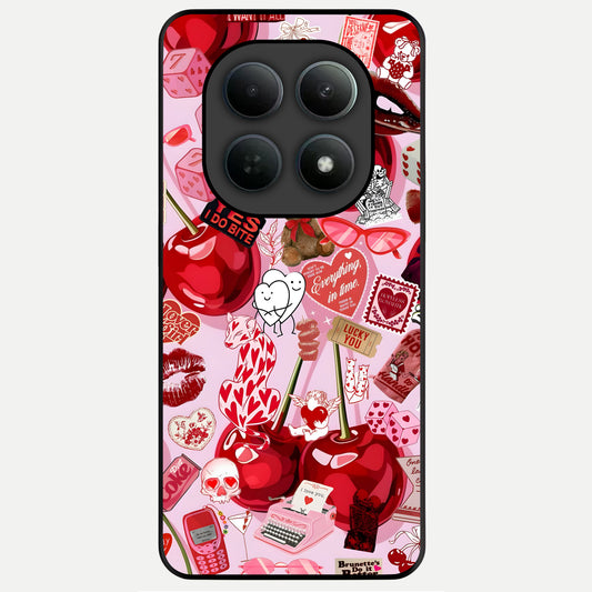  Sweet Cherry Chaos Glass Case For Poco M8 back cover – full design glossy printed glass finish