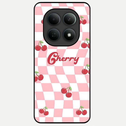  Sweet Cherry Vibes Glass Case For Poco M8 back cover – full design glossy printed glass finish