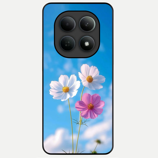  Tripple Flowers With Sky Glass Case For Poco M8 back cover – full design glossy printed glass finish