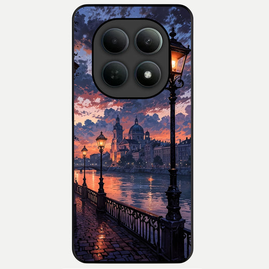  Twilight River Lights Glass Case For Poco M8 back cover – full design glossy printed glass finish