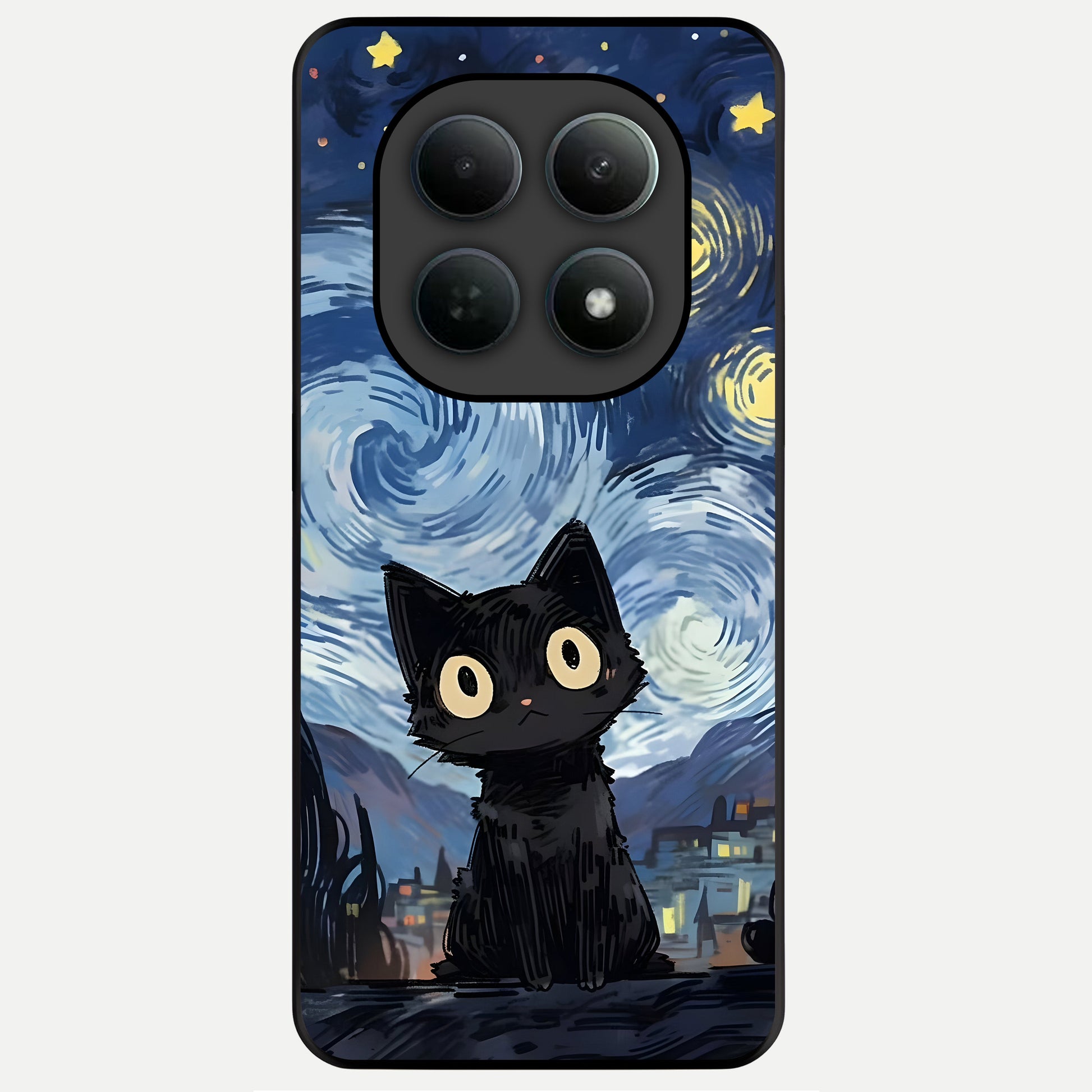  Van Gogh Cat Glass Case For Poco M8 back cover – full design glossy printed glass finish