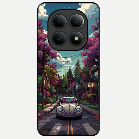  Vintage Street Drive Glass Case For Poco M8 back cover – full design glossy printed glass finish