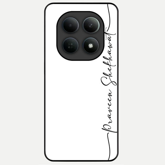  White Tune Custom Name Glass Case For Poco M8 back cover – personalized glossy printed glass finish
