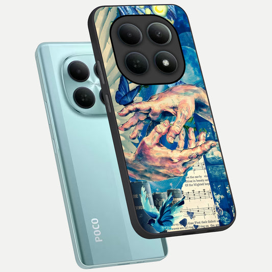  Aesthetic Divider phone case For Poco M8 showing premium glass back cover with detailed artwork