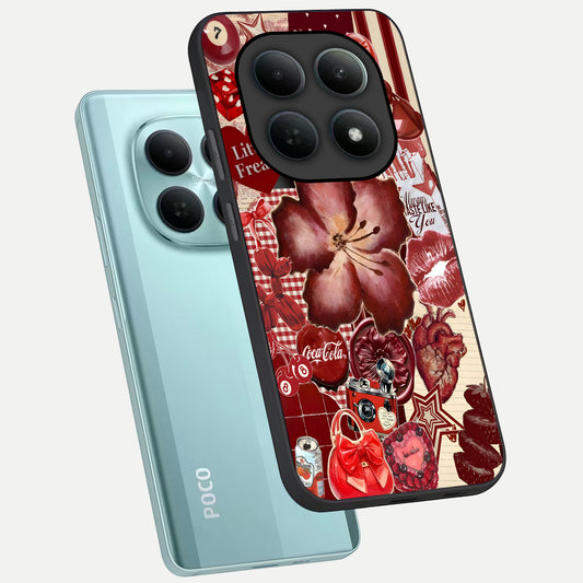  Aesthetic Little Freak phone case For Poco M8 showing premium glass back cover with detailed artwork
