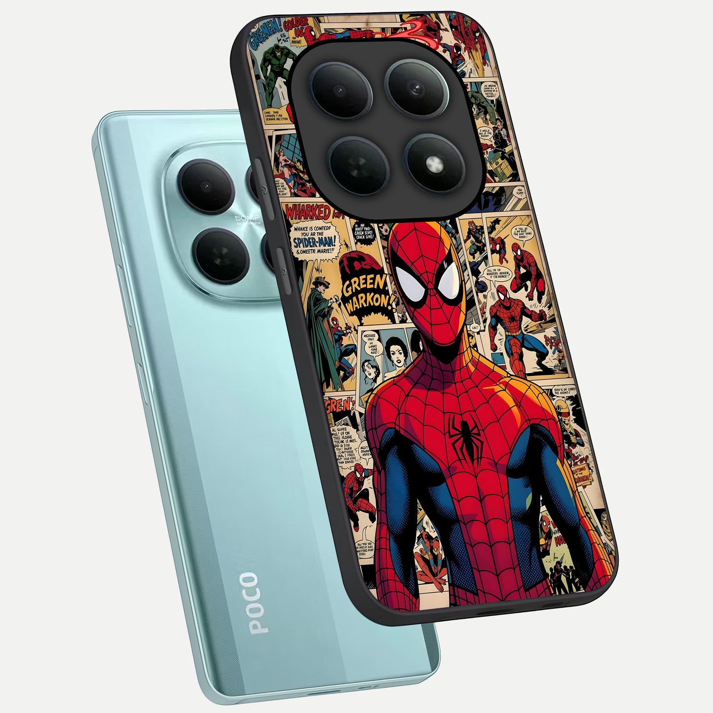  Aesthetic Spider phone case For Poco M8 showing premium glass back cover with detailed artwork