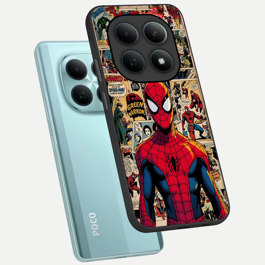  Aesthetic Spider phone case For Poco M8 showing premium glass back cover with detailed artwork