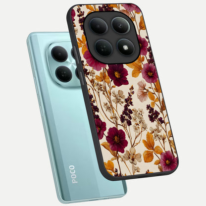  Autumn Wine Bloom phone case For Poco M8 showing premium glass back cover with detailed artwork