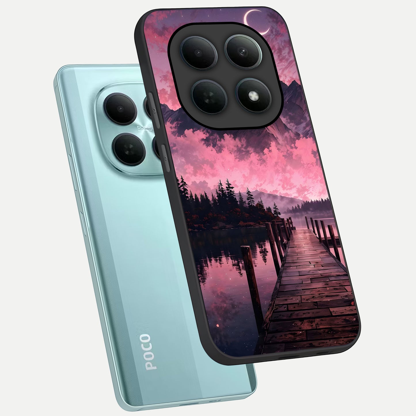  Beautiful Mountain View phone case For Poco M8 showing premium glass back cover with detailed artwork