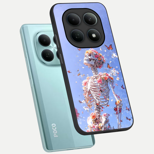  Bloom Beyond Bones phone case For Poco M8 showing premium glass back cover with detailed artwork