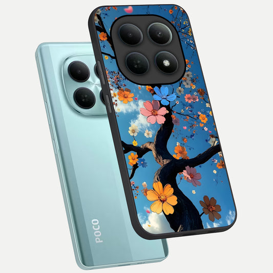  Blossom Dream Sky phone case For Poco M8 showing premium glass back cover with detailed artwork