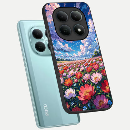  Blossom Sky Field phone case For Poco M8 showing premium glass back cover with detailed artwork
