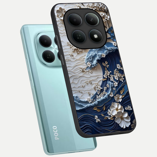  Blossom Wave Art phone case For Poco M8 showing premium glass back cover with detailed artwork