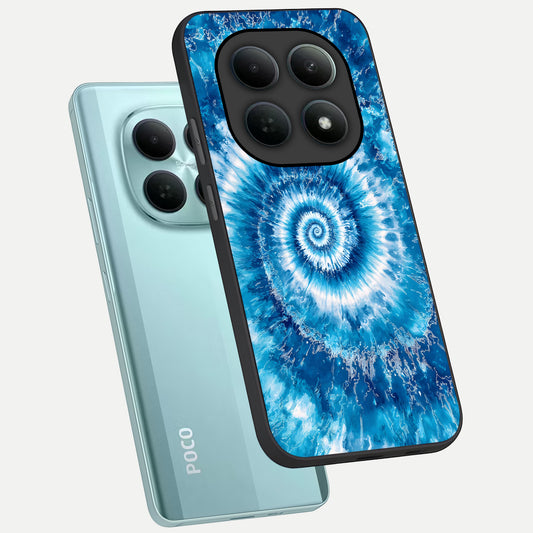  Blue Galaxy Wave phone case For Poco M8 showing premium glass back cover with detailed artwork