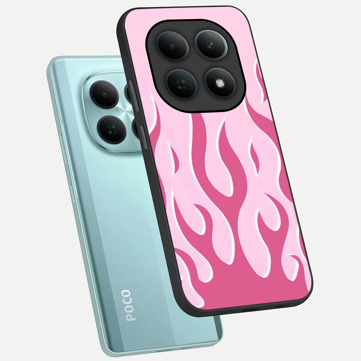  Blush Flame Energy phone case For Poco M8 showing premium glass back cover with detailed artwork