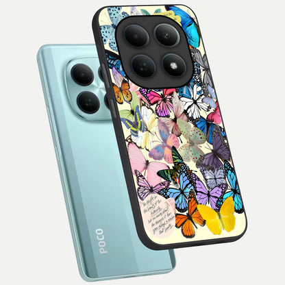  Butterflies Petal Dream phone case For Poco M8 showing premium glass back cover with detailed artwork