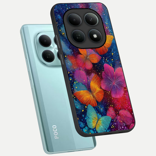  Butterfly Dream Mist phone case For Poco M8 showing premium glass back cover with detailed artwork