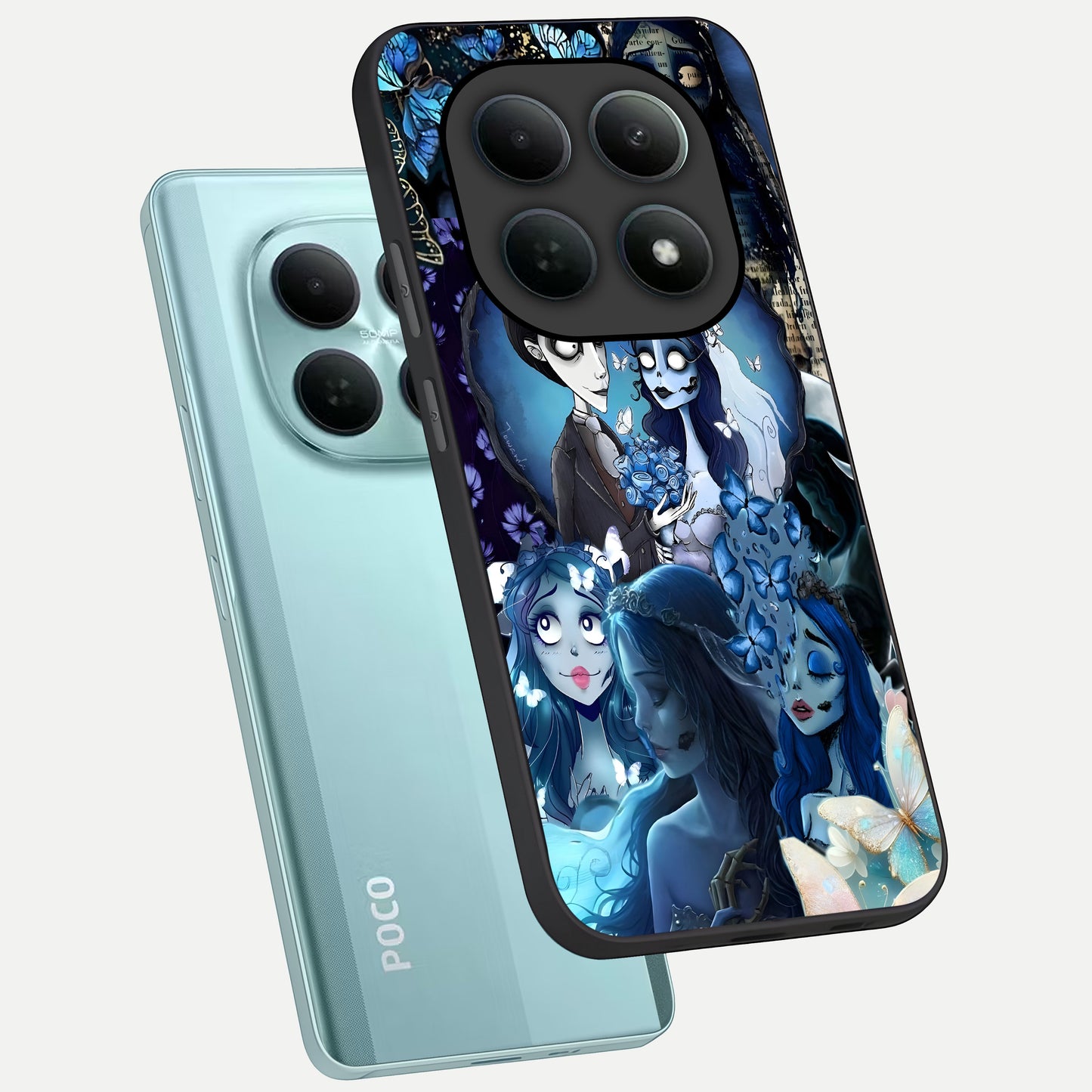 Butterfly Ghost Soul phone case For Poco M8 showing premium glass back cover with detailed artwork