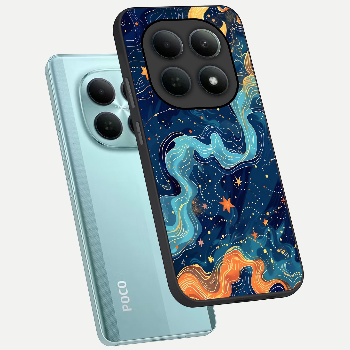  Celestial Dream Flow phone case For Poco M8 showing premium glass back cover with detailed artwork
