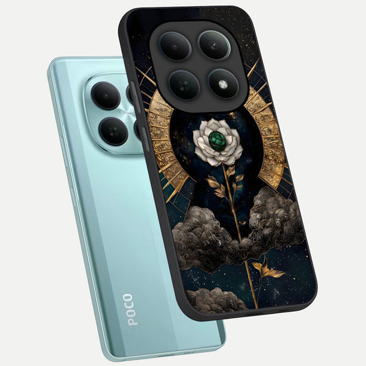  Celestial Lotus Morang phone case For Poco M8 showing premium glass back cover with detailed artwork
