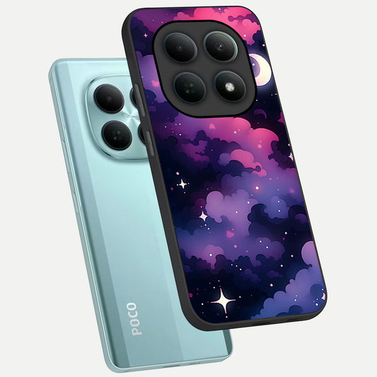  Celestial Moon Magic phone case For Poco M8 showing premium glass back cover with detailed artwork
