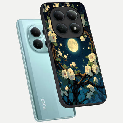  Celestial Moon And Flower phone case For Poco M8 showing premium glass back cover with detailed artwork