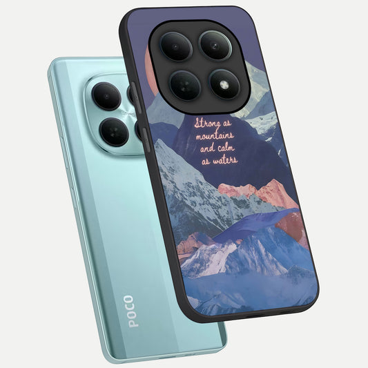  Celestial Mountain Calm phone case For Poco M8 showing premium glass back cover with detailed artwork