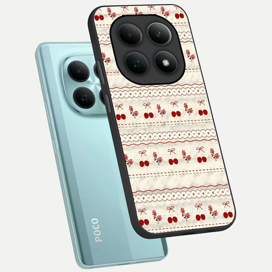  Cherry Bloom Charm phone case For Poco M8 showing premium glass back cover with detailed artwork