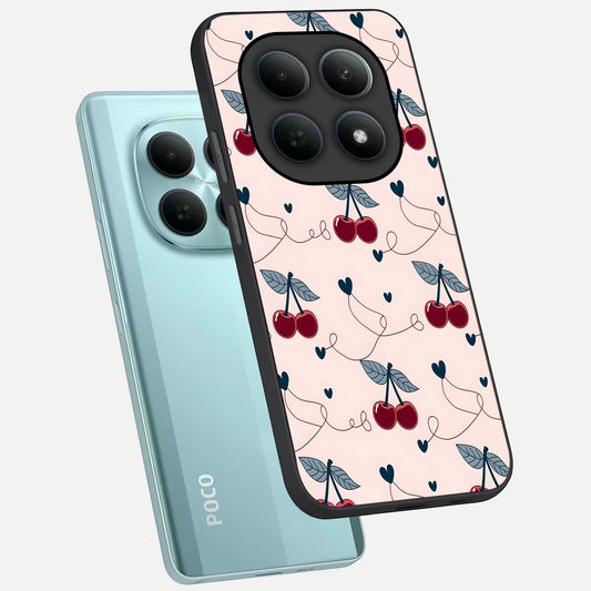  Cherry Heart Line phone case For Poco M8 showing premium glass back cover with detailed artwork