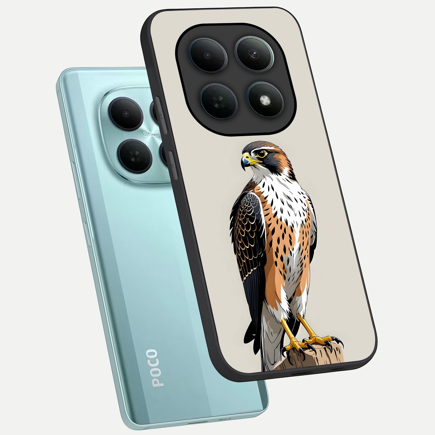  Clever Eagle phone case For Poco M8 showing premium glass back cover with detailed artwork