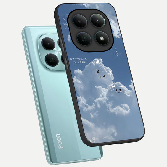  Cloud Bunny Dreams phone case For Poco M8 showing premium glass back cover with detailed artwork