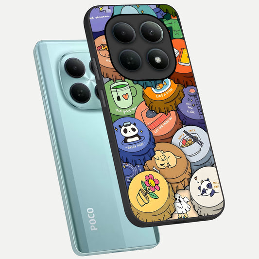  Coins Patterns phone case For Poco M8 showing premium glass back cover with detailed artwork