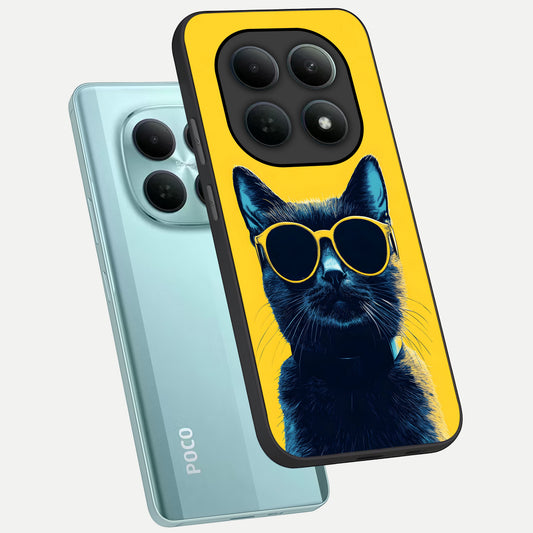  Cool Cat Vibes phone case For Poco M8 showing premium glass back cover with detailed artwork