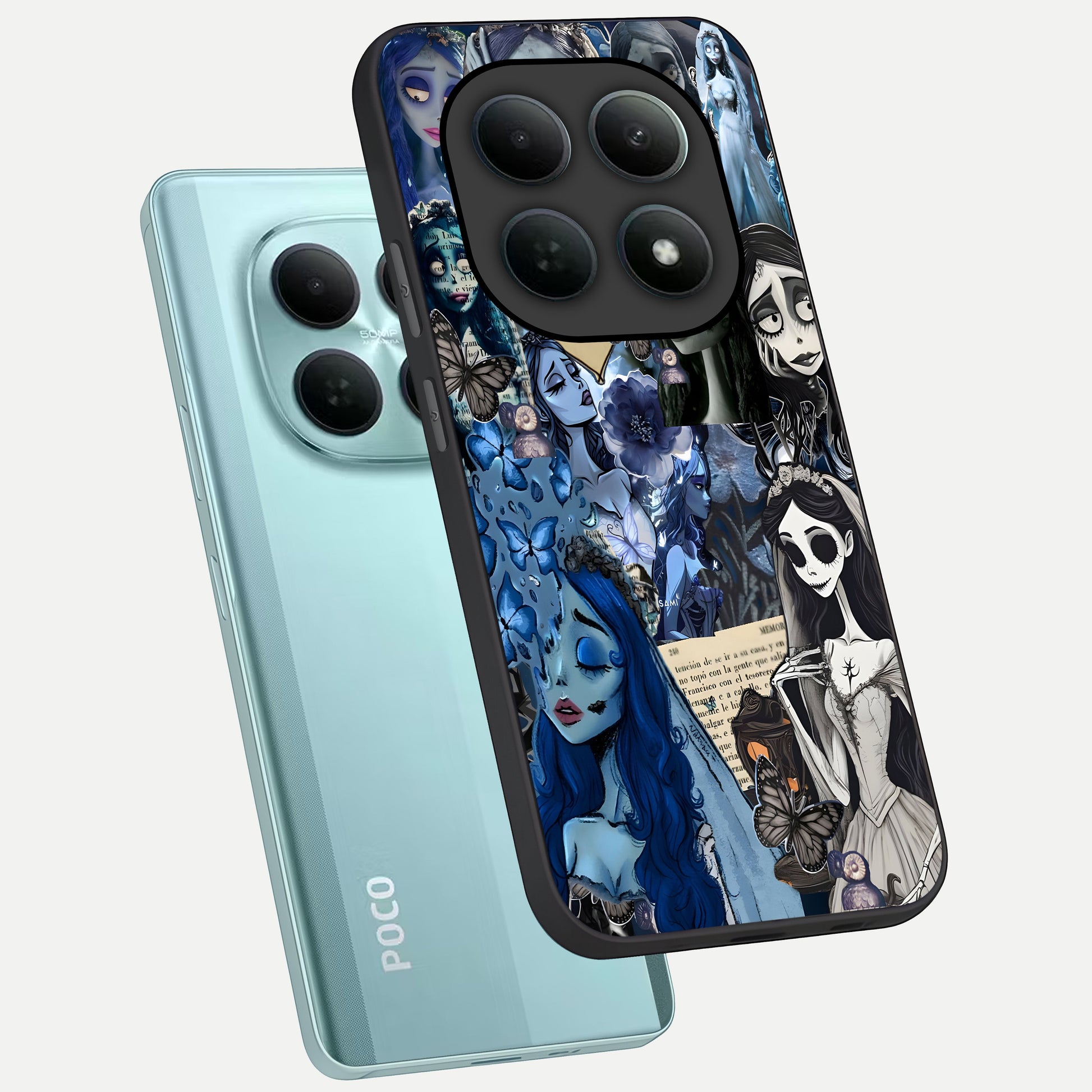  Corpse Bride Posters phone case For Poco M8 showing premium glass back cover with detailed artwork
