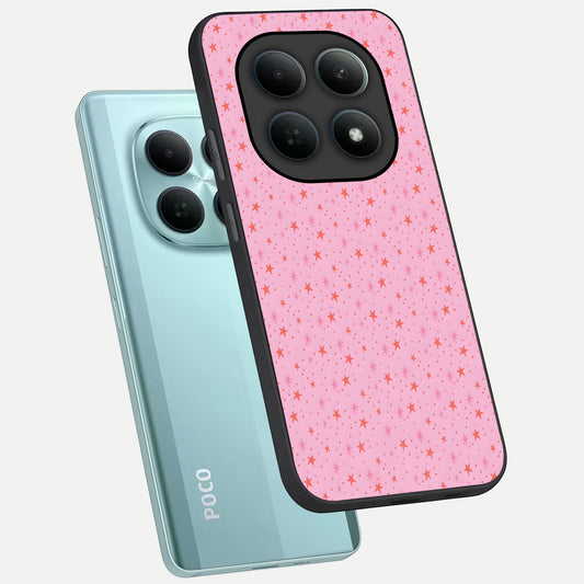  Cosmic Pink Sparkle phone case For Poco M8 showing premium glass back cover with detailed artwork
