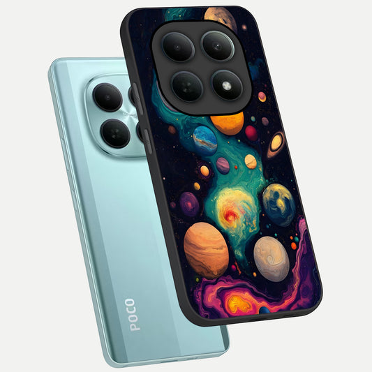  Cosmic Planet Journey phone case For Poco M8 showing premium glass back cover with detailed artwork