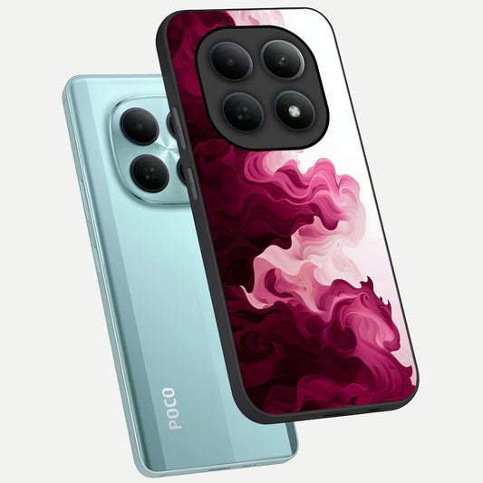  Crimson Wave Flow phone case For Poco M8 showing premium glass back cover with detailed artwork