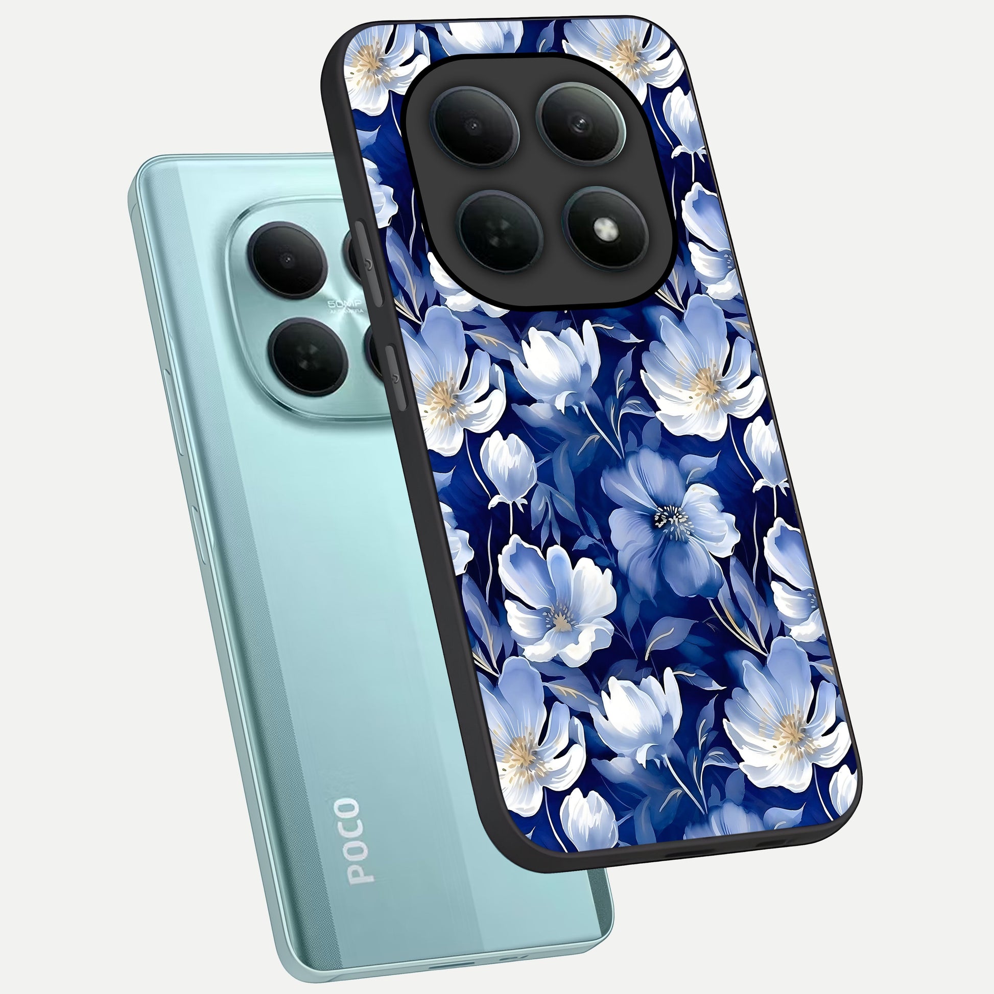  Cute Floral Patterns phone case For Poco M8 showing premium glass back cover with detailed artwork